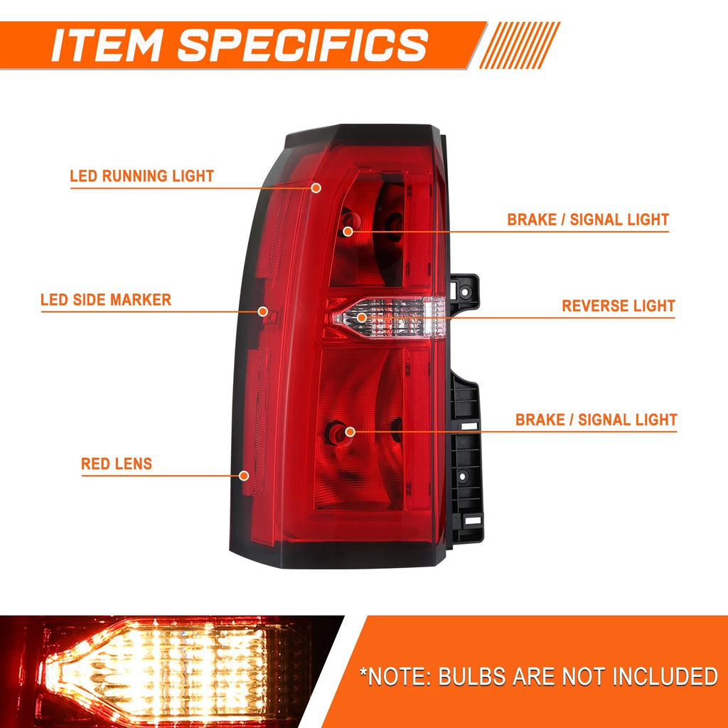 Left Side LED Tail Light Brake Lamp for Chevy Suburban Tahoe (2015–2020)