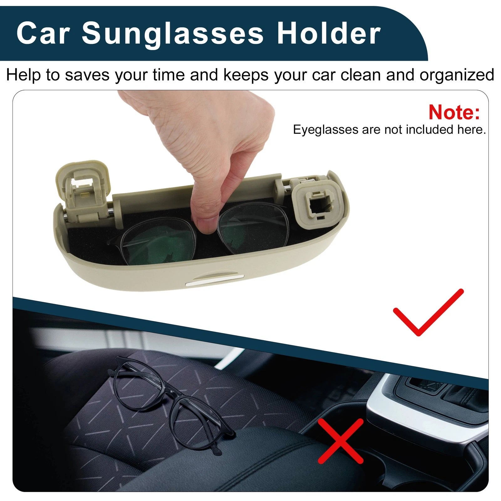 Sunglasses Case for Toyota RAV4 (2019–2023) Eyeglasses Holder Storage Box Beige