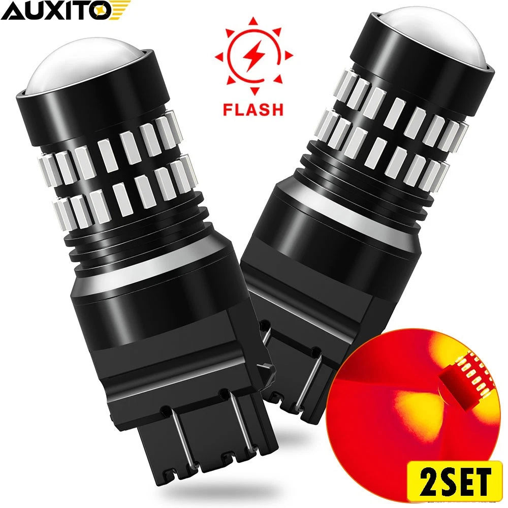 Set of 4 3157 Brake Strobe Rear Flash Alert 48-LED Light Bulbs for