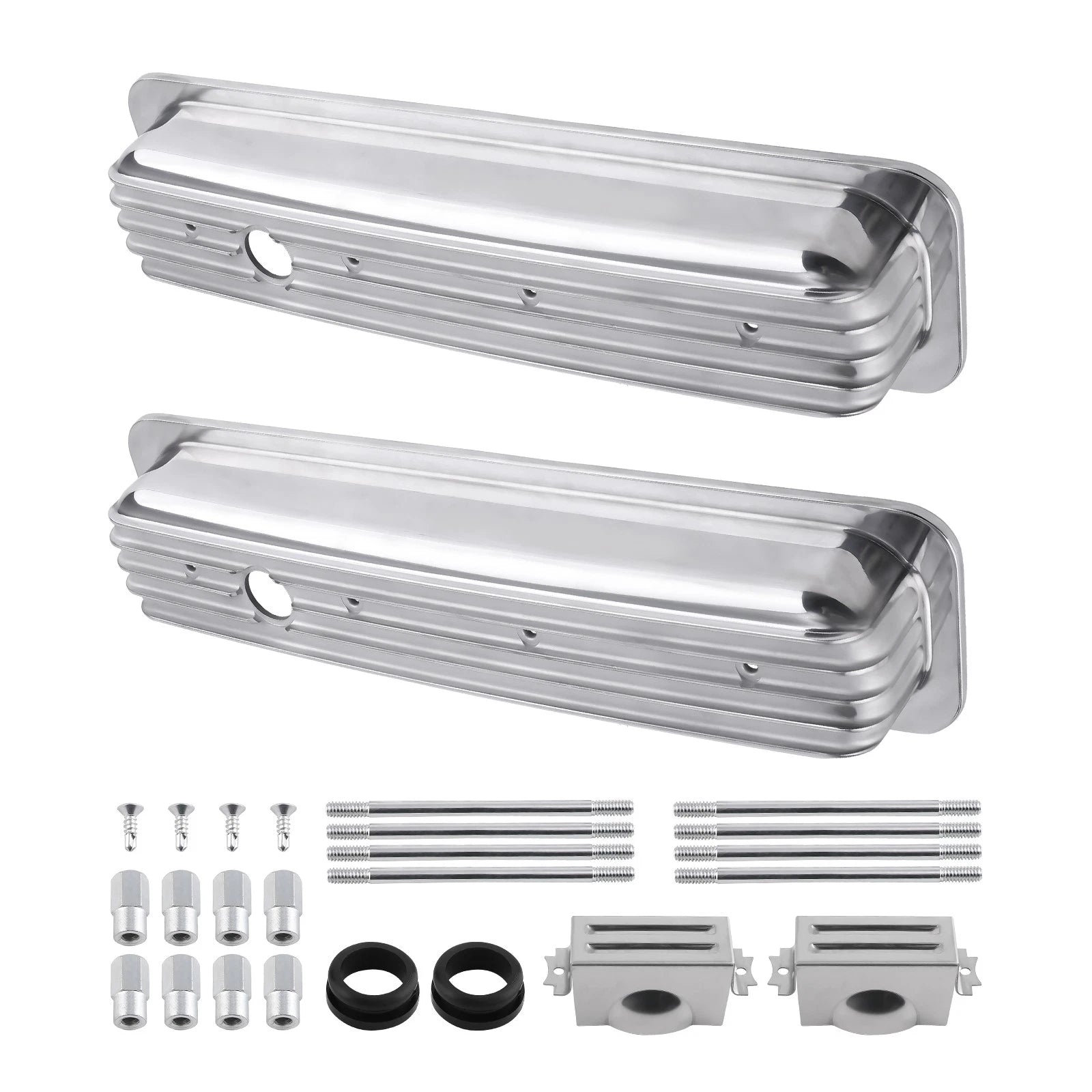 2X Fabricated Aluminum Valve Covers for SBC Small Block Chevy