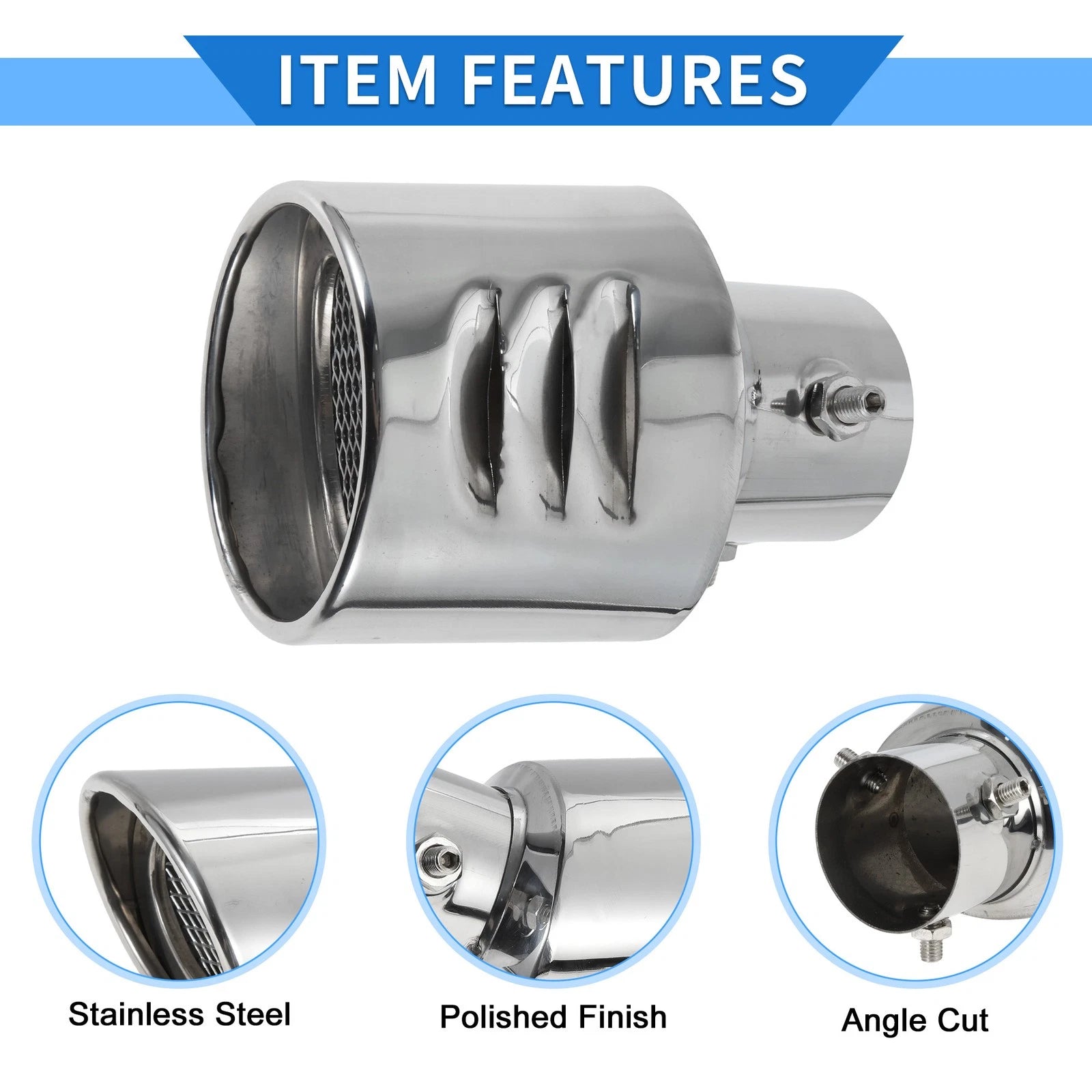 2.36" Exhaust Muffler Tip Pipe for Suzuki Hustler MR52S MR92S Silver Tone