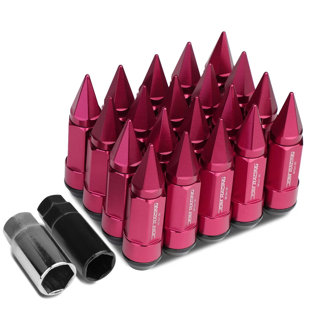 20 PCS M12X1.5 83MM Tall Pink Aluminum Rim Lug Nuts with Caps for JDM