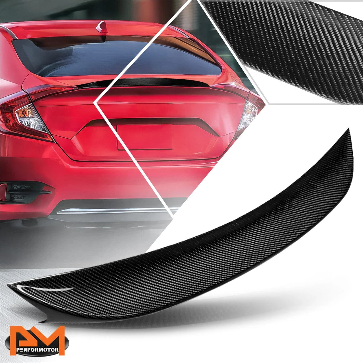 Carbon Fiber P-Type Rear Trunk Lid Spoiler for Honda Civic Sedan (2016–2021)