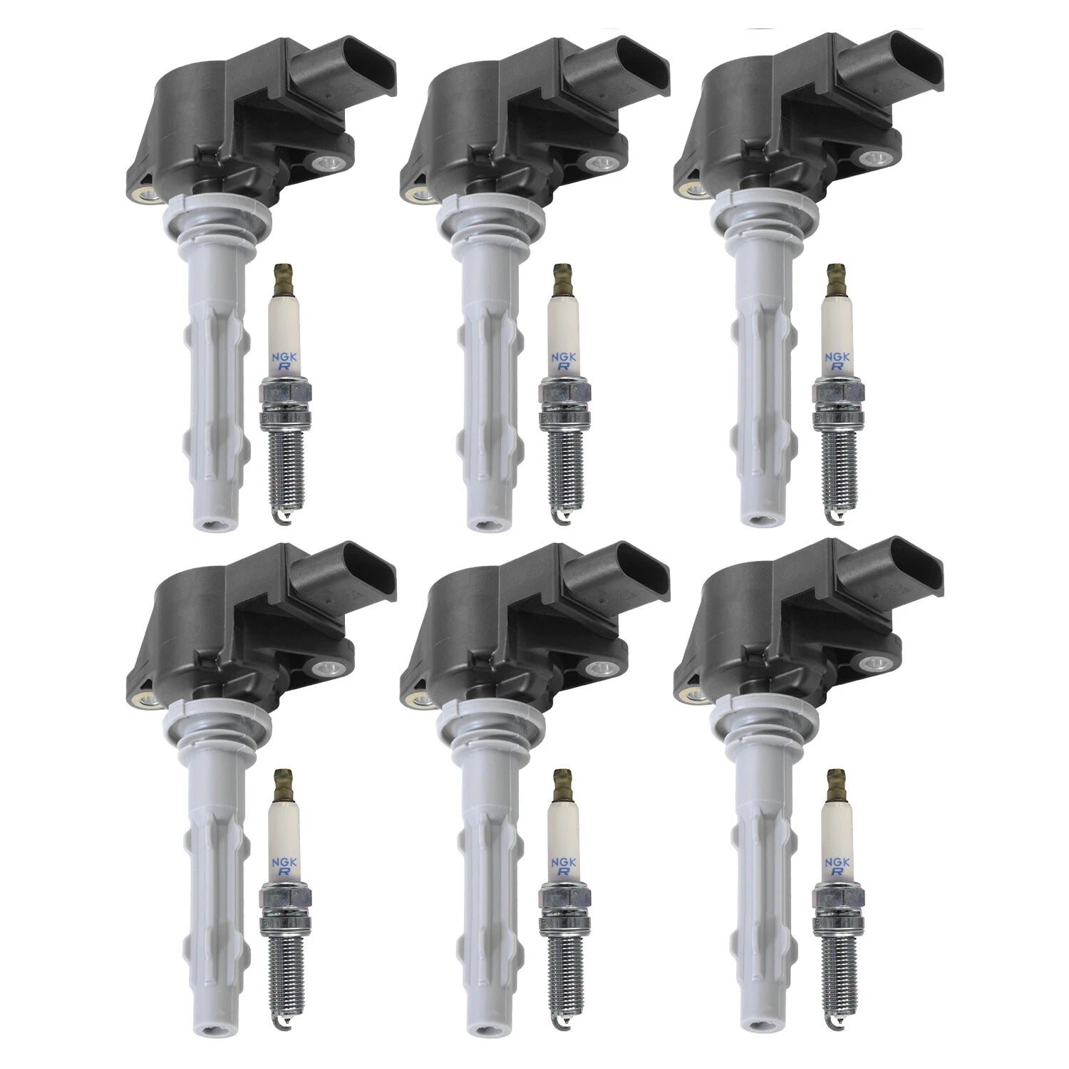 Set of 6 Ignition Coils & NGK Laser Platinum Spark Plugs for Mercedes W203 W204 C209