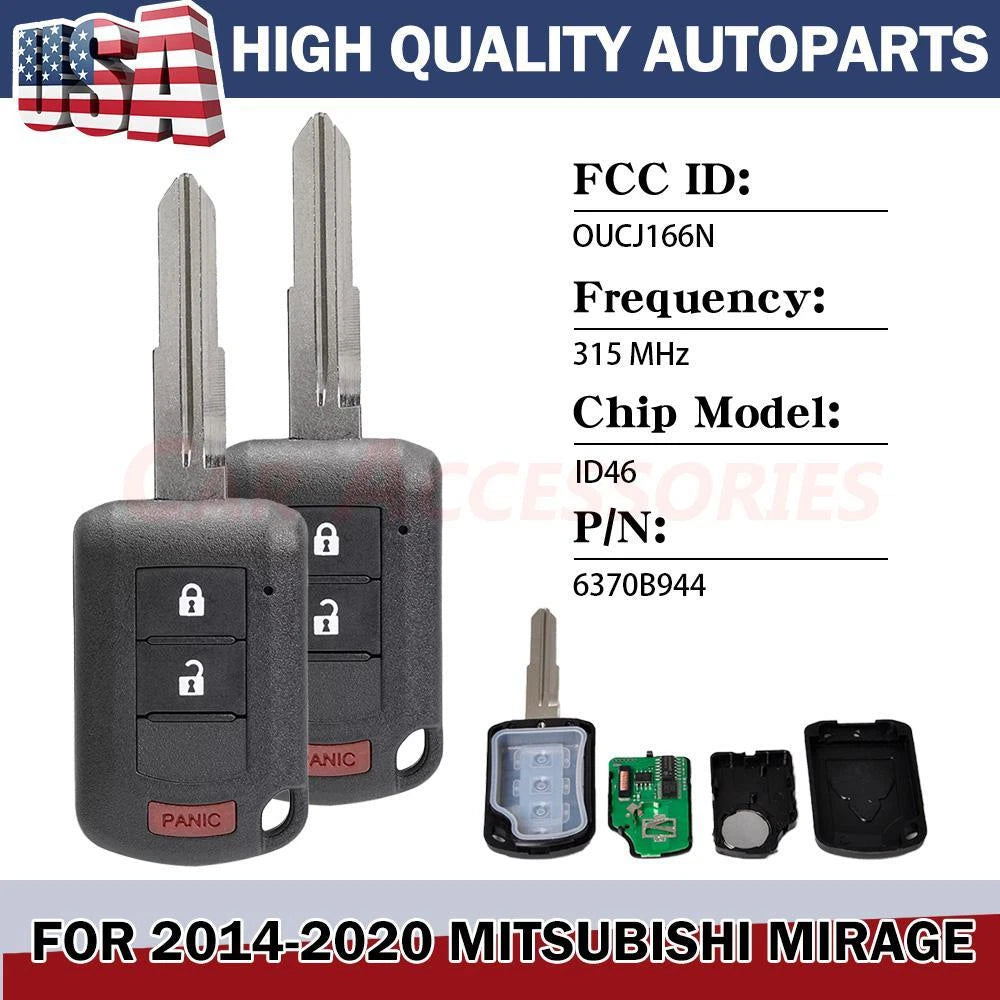 1/2 Remote Car Key Fob OUCJ166N 6370C135 for Mitsubishi Outlander (2014–2020)