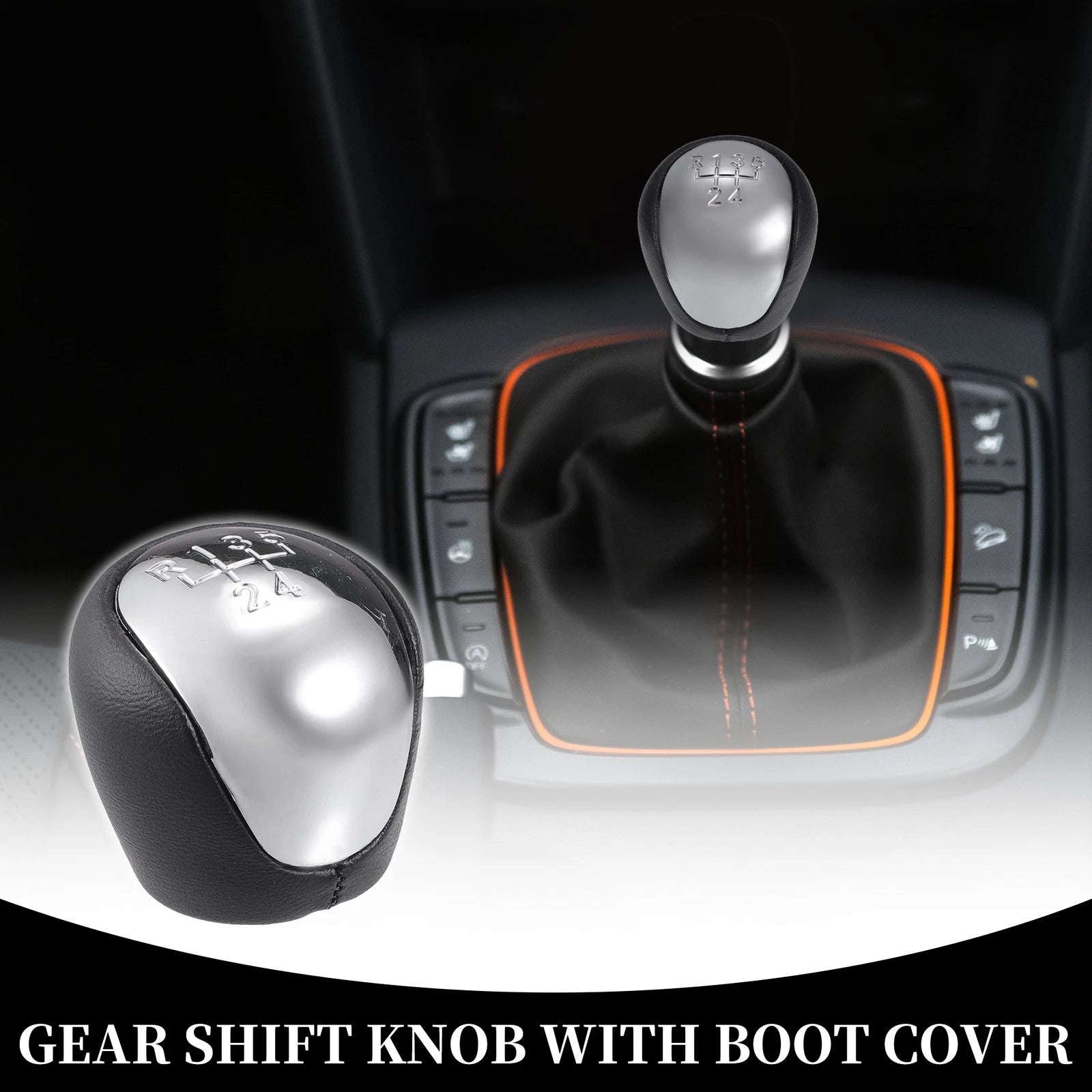 5 Speed Manual Gear Shift Knob for Kia Forte (2008–2013) Faux Leather Black