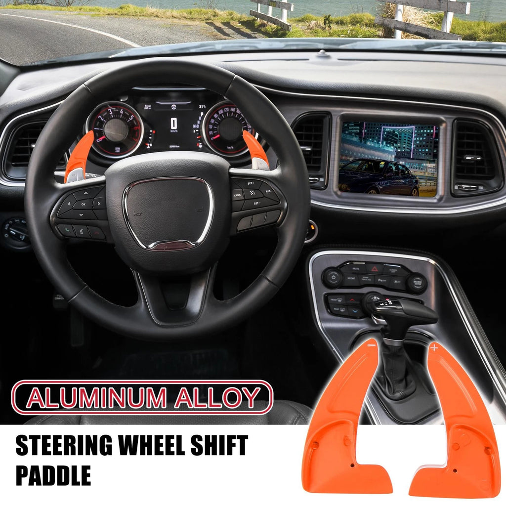 Pair Orange Steering Wheel Paddle Shifter Cover for Dodge Charger Challenger (2015–2023) 745065577875