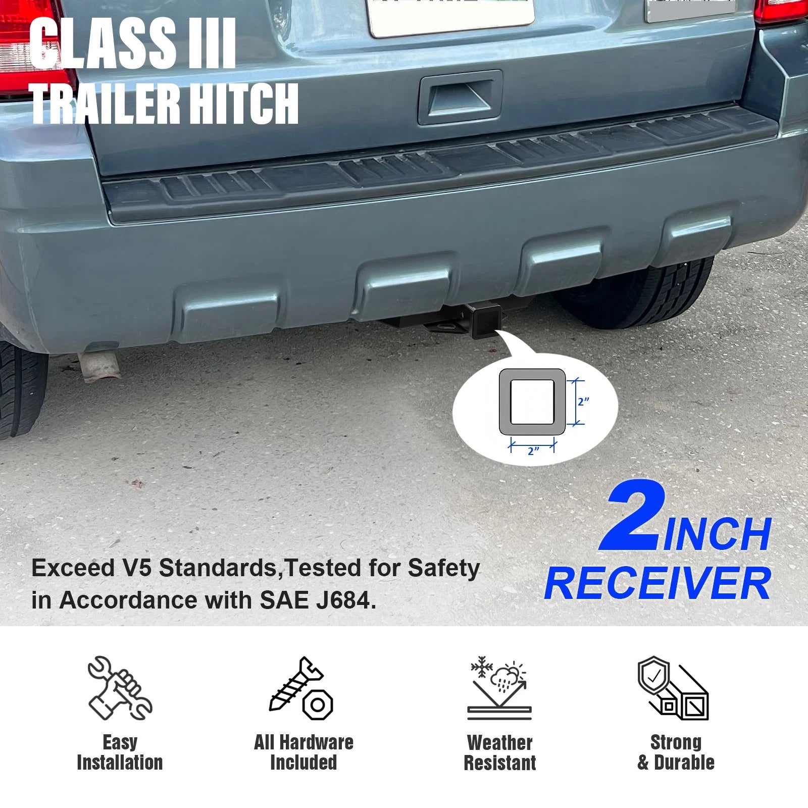 Towing Hitch Receiver Class 3 for Ford Escape (2005-2012)