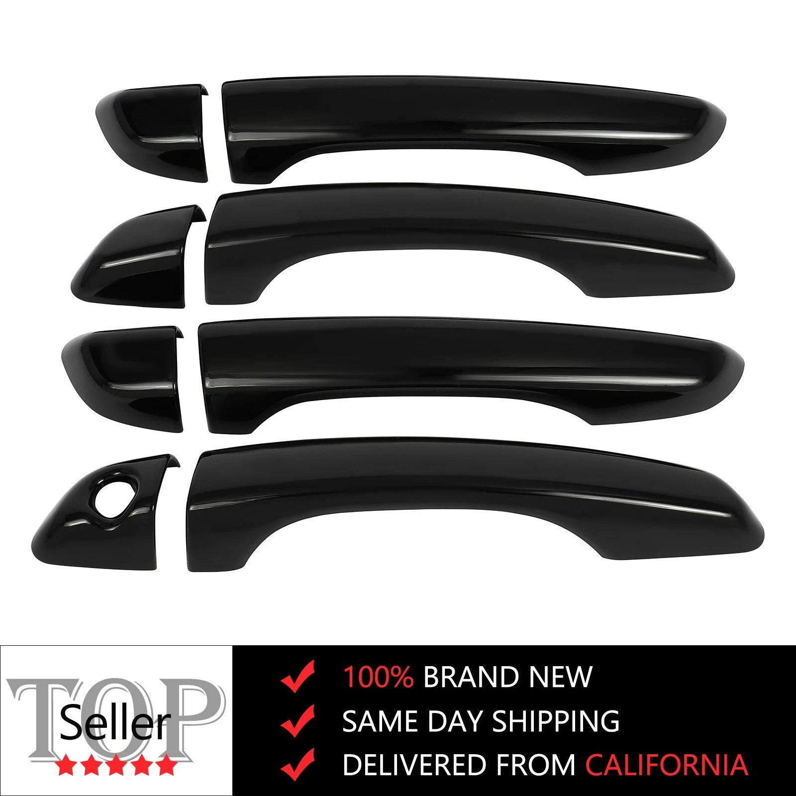 Set of 4 Door Handle Covers for Hyundai Elantra (2017–2020) Glossy Black