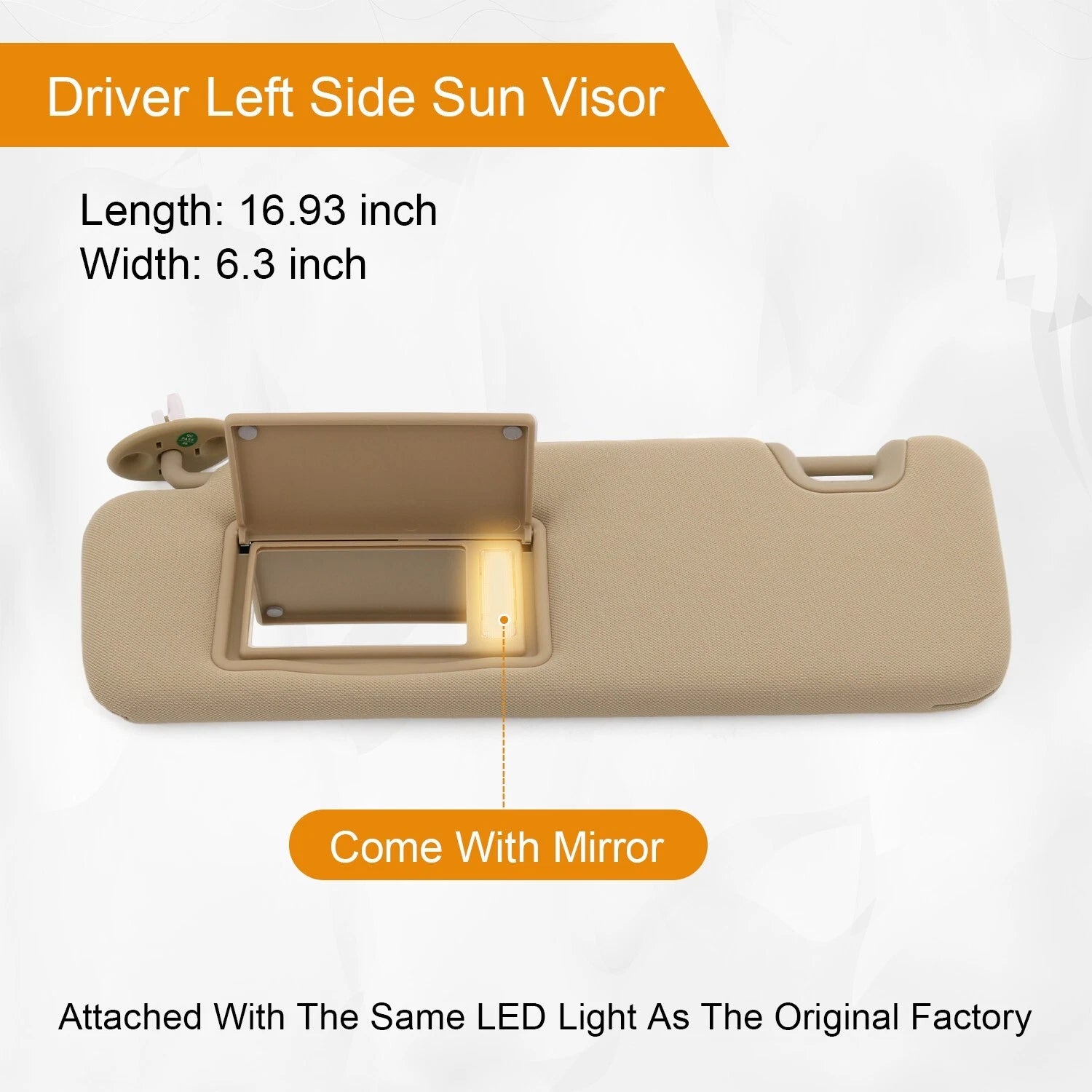Sun Visor for Toyota Highlander (2014-2019) Left Driver Side Beige