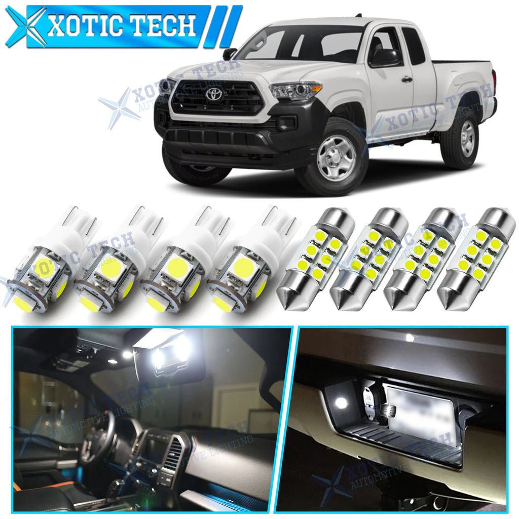 8X 6000K White LED Interior Lights Package Kit for Toyota Tacoma (2016–2021)
