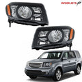 Set of 2 Halogen Black Headlights for Honda Pilot (2009–2011)