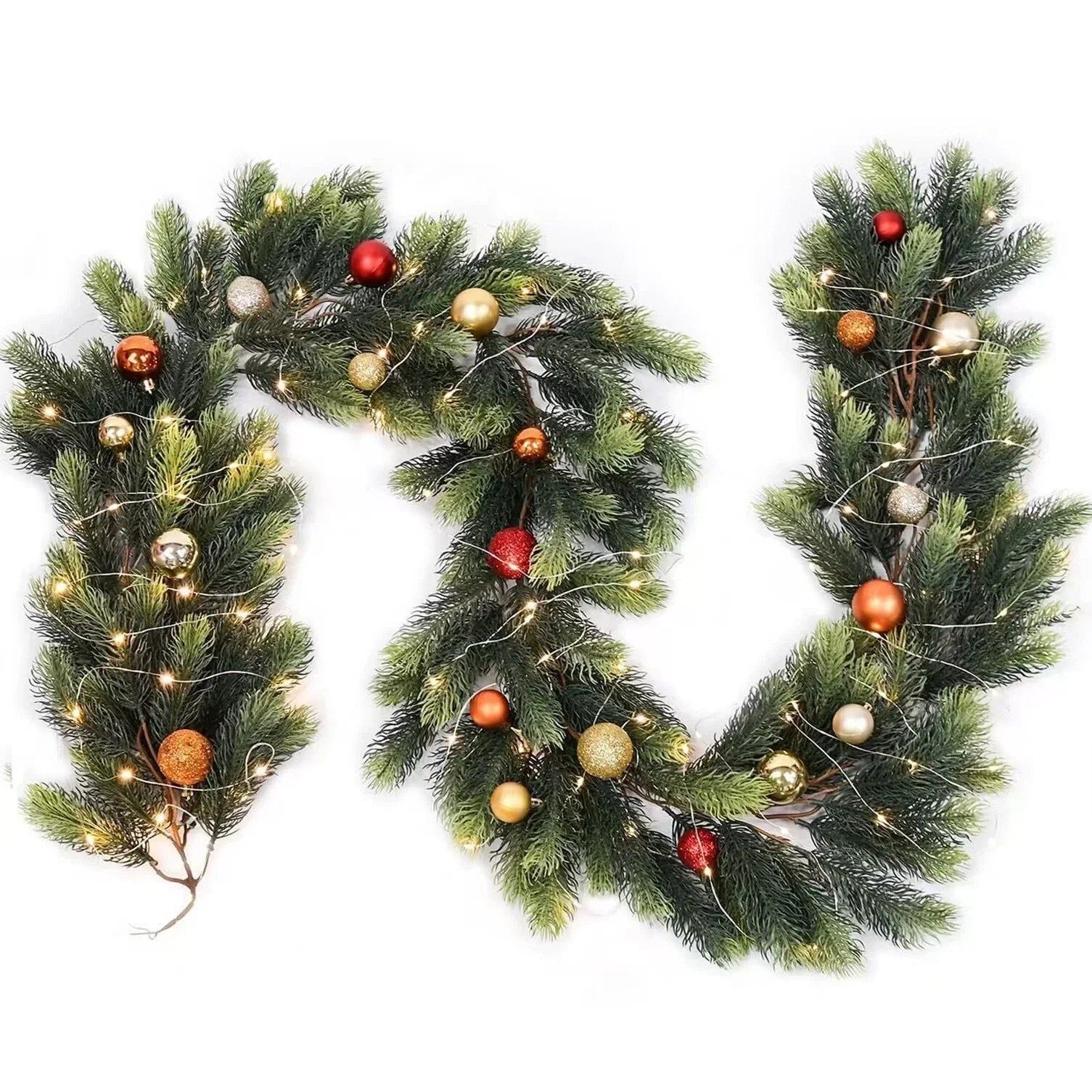 Christmas Garland w LED Light for Decor Outdoor Indoor Mantle Stairs Fireplace
