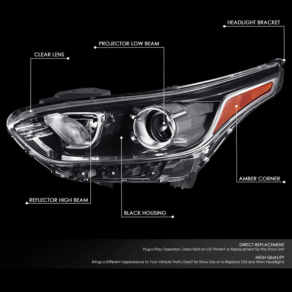 Left Driver Side Projector Headlight Assembly for Forte Sedan (2019–2021)