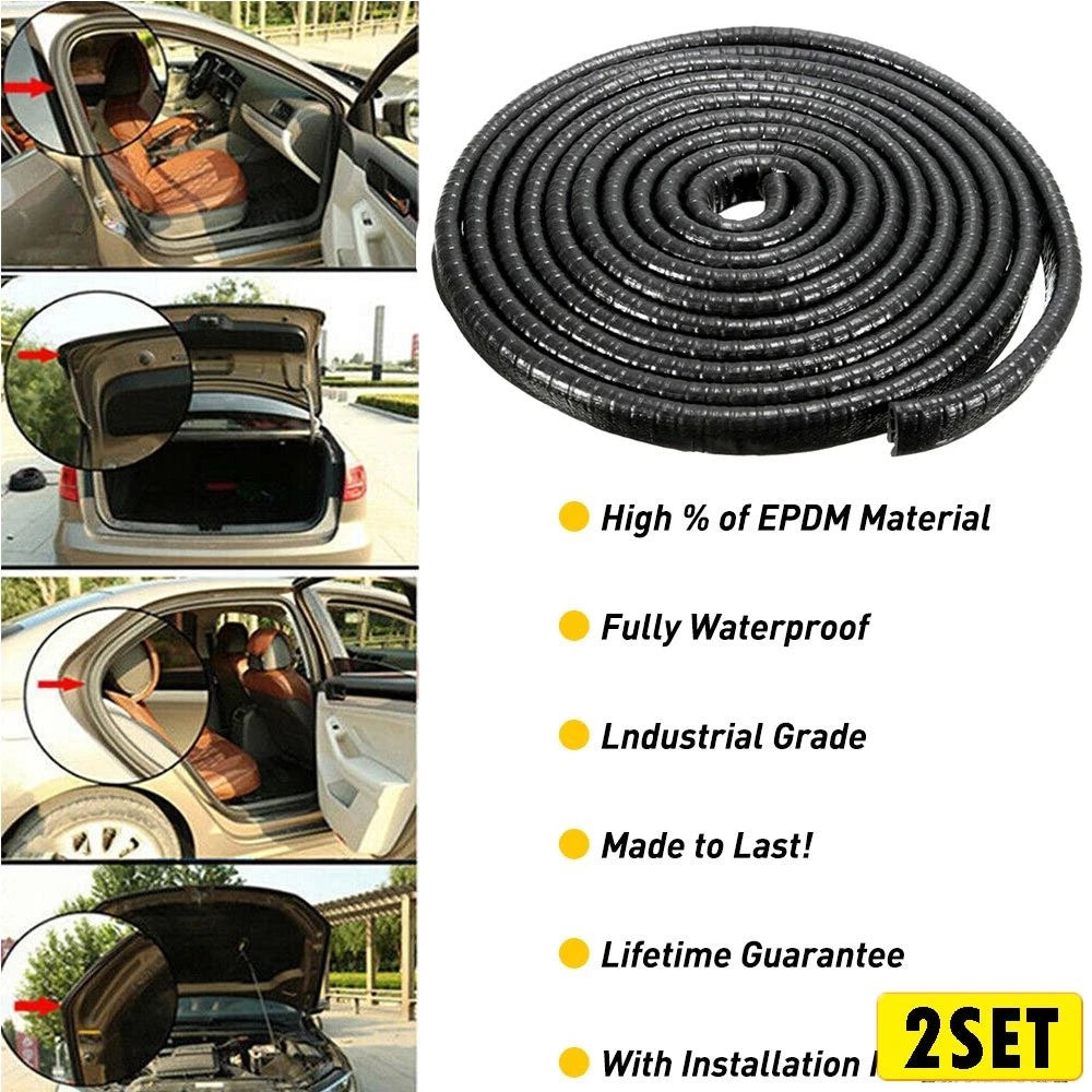 Set of 2 Rubber Car Seal Molding Trim Door Strip Edge Lock Protector for All Models