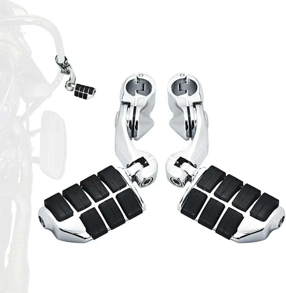 Chrome Motorcycle Foot Pegs for Harley (Fits 1.25" Bars)