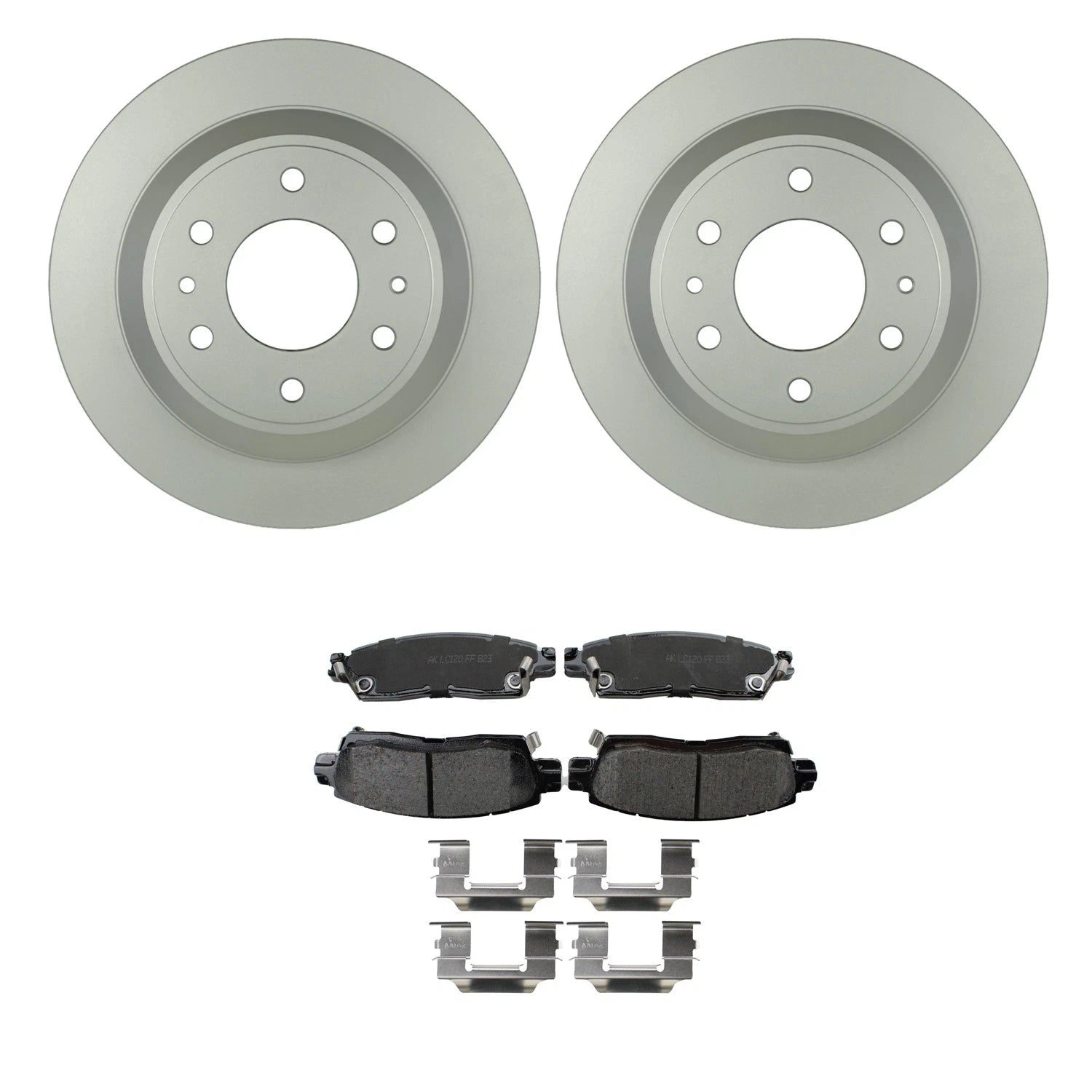 Set of 2 Bosch QuietCast Rear Rotors & Akebono ProACT Brake Pads for 9-7x Envoy (2005–2009)