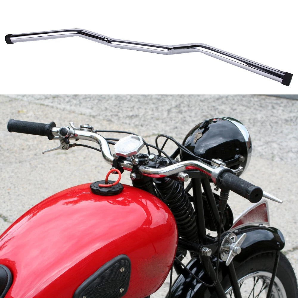 Chrome 1" Tracker Drag Bar Handlebars for Harley (Fits Cafe Racer, Chopper, Bobber)