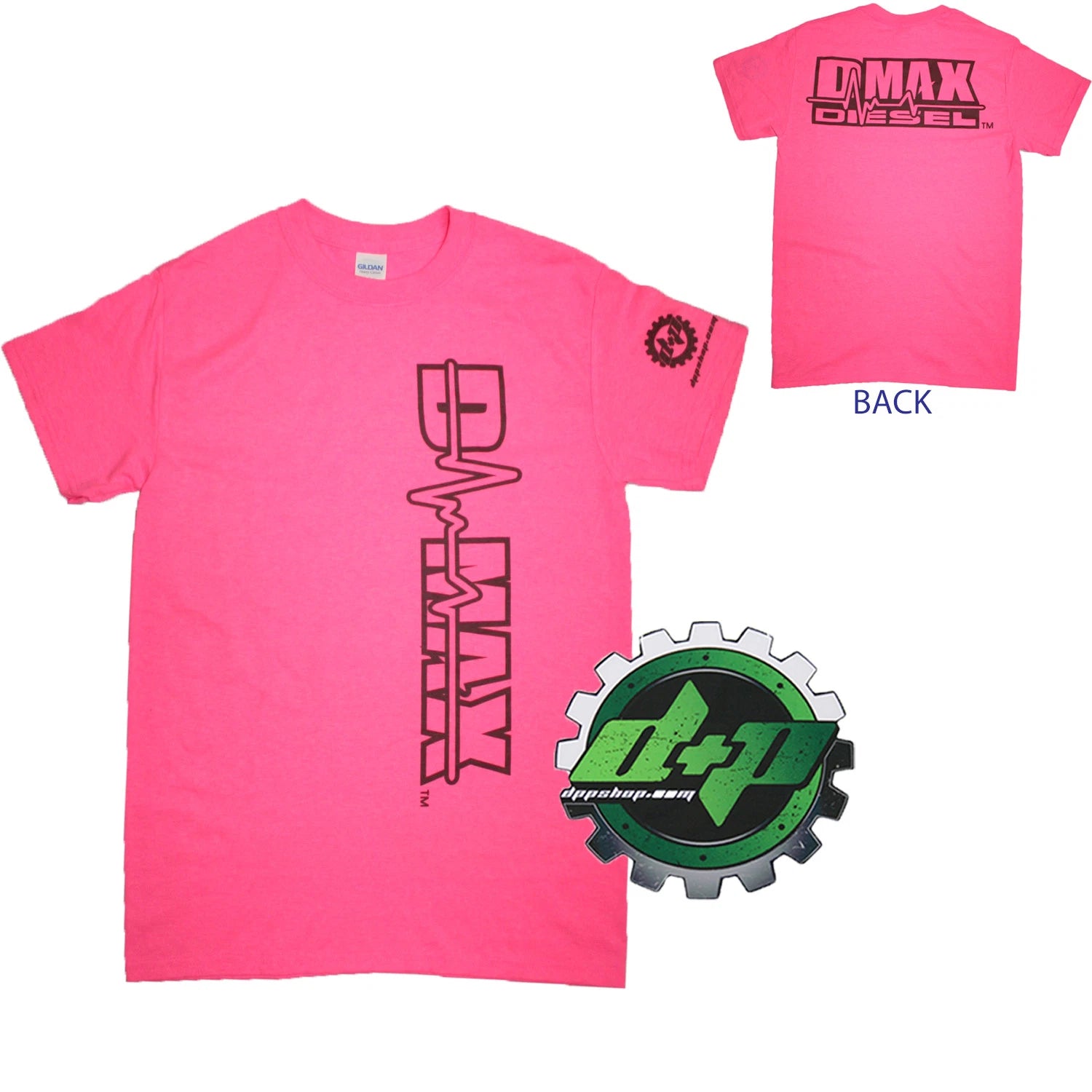 Dmax Tee Shirt for Chevy Duramax Diesel Truck (4X4, Large, Light Pink)
