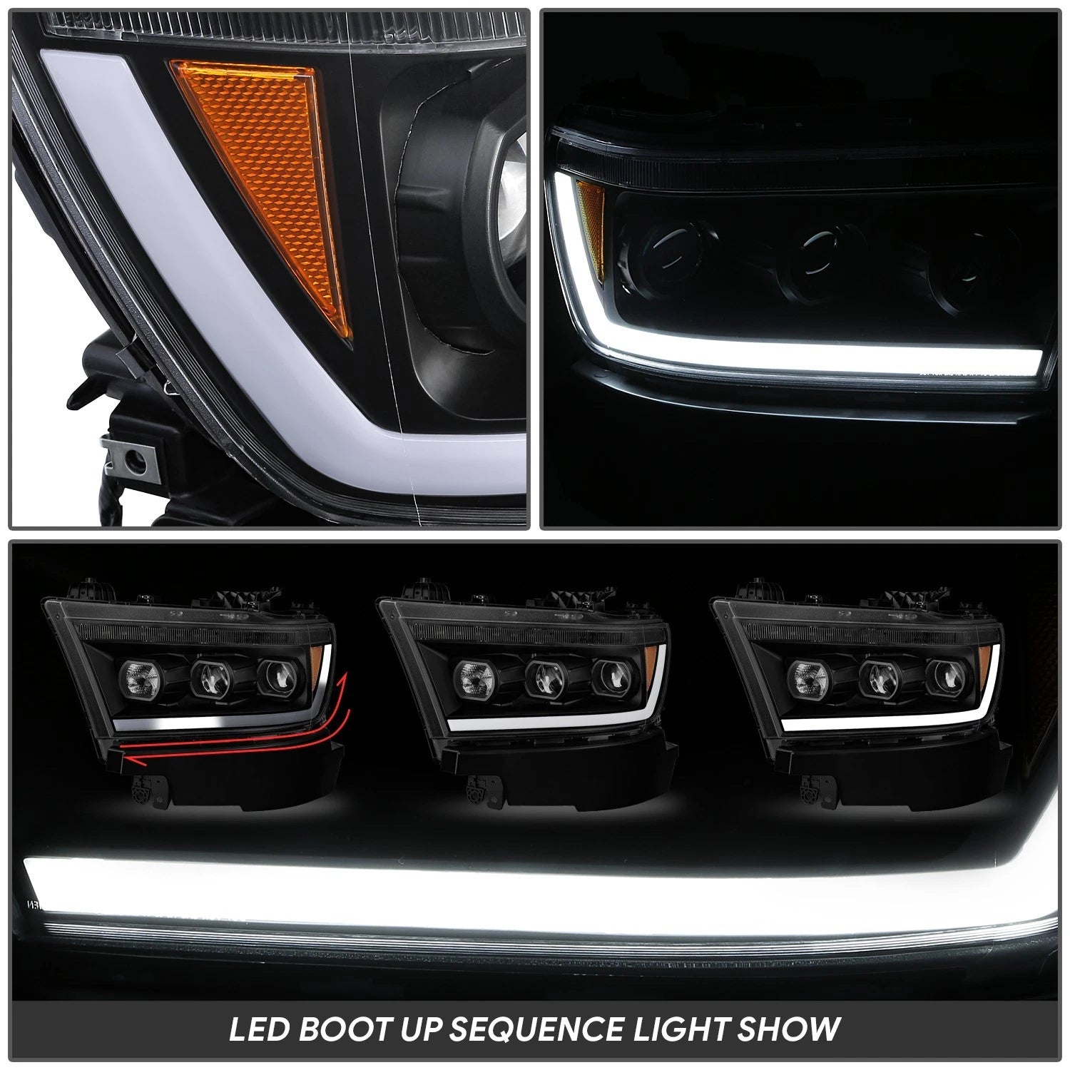 Projector Headlights for Ram 1500 (2019–2024) - Black Housing, Amber Corner
