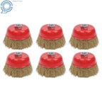 6 Pack 4 Inch Crimped Wire Cup Wheel Brush Set 5/8"-11 Arbor for Grinders