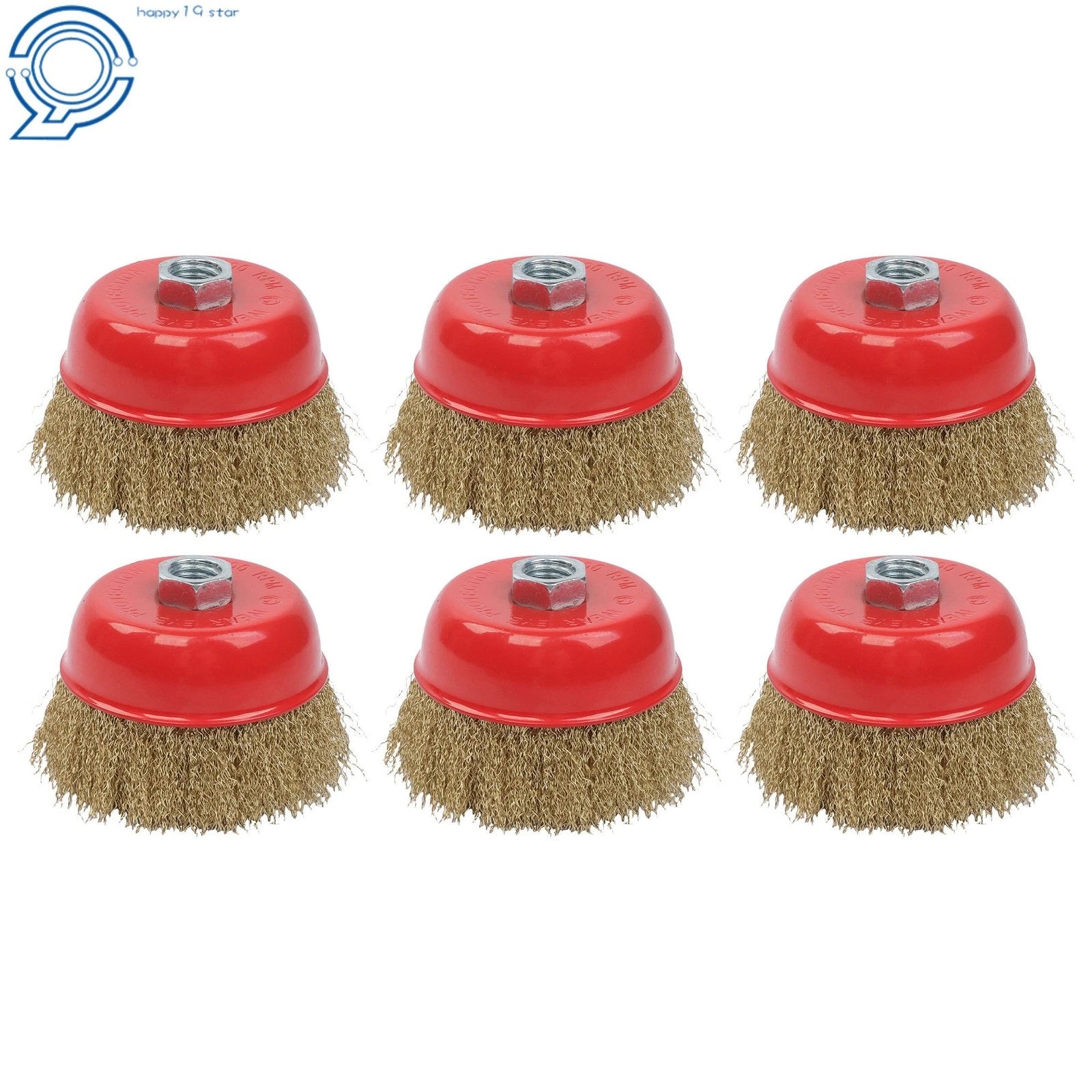 6 Pack 4 Inch Crimped Wire Cup Wheel Brush Set 5/8"-11 Arbor for Grinders