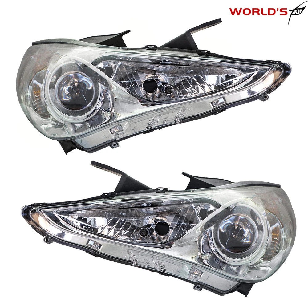 Chrome Housing Amber Corner Halogen Headlights for Hyundai Sonata (2011–2014)