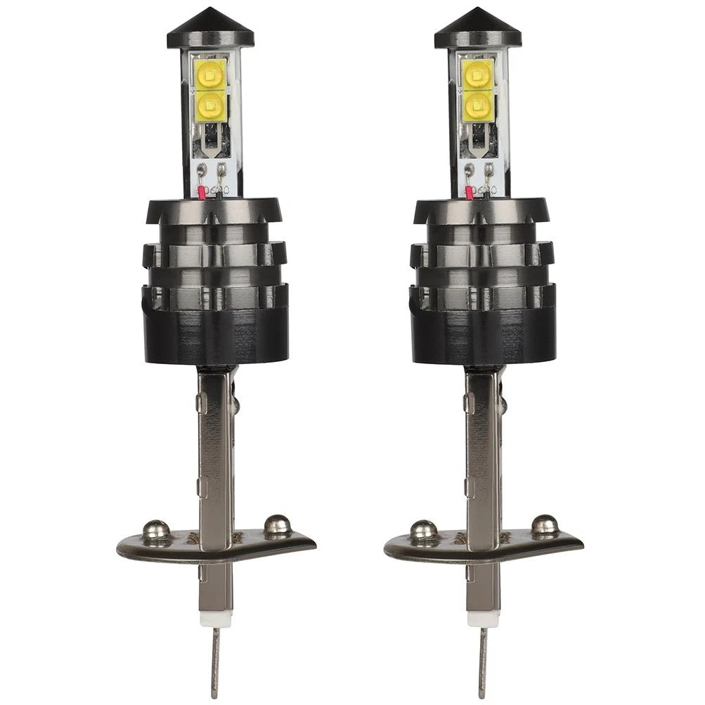 2X H1 6000K White LED Bulbs for