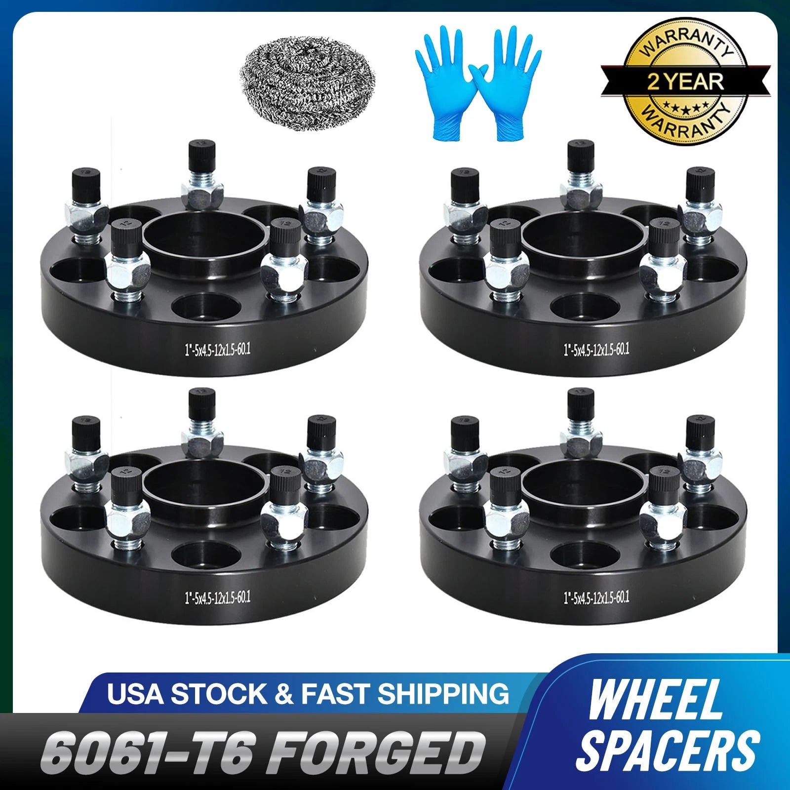 Set of 4 Black Wheel Spacers 1 inch 5x4.5 for Lexus Toyota