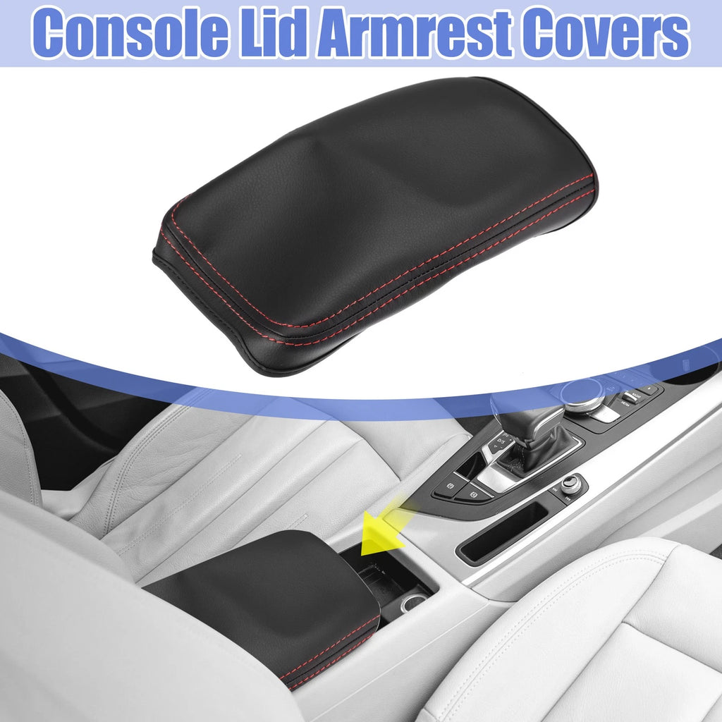 Center Console Cover Pad for Audi A4 B9 (2017–2020) Red Stitches