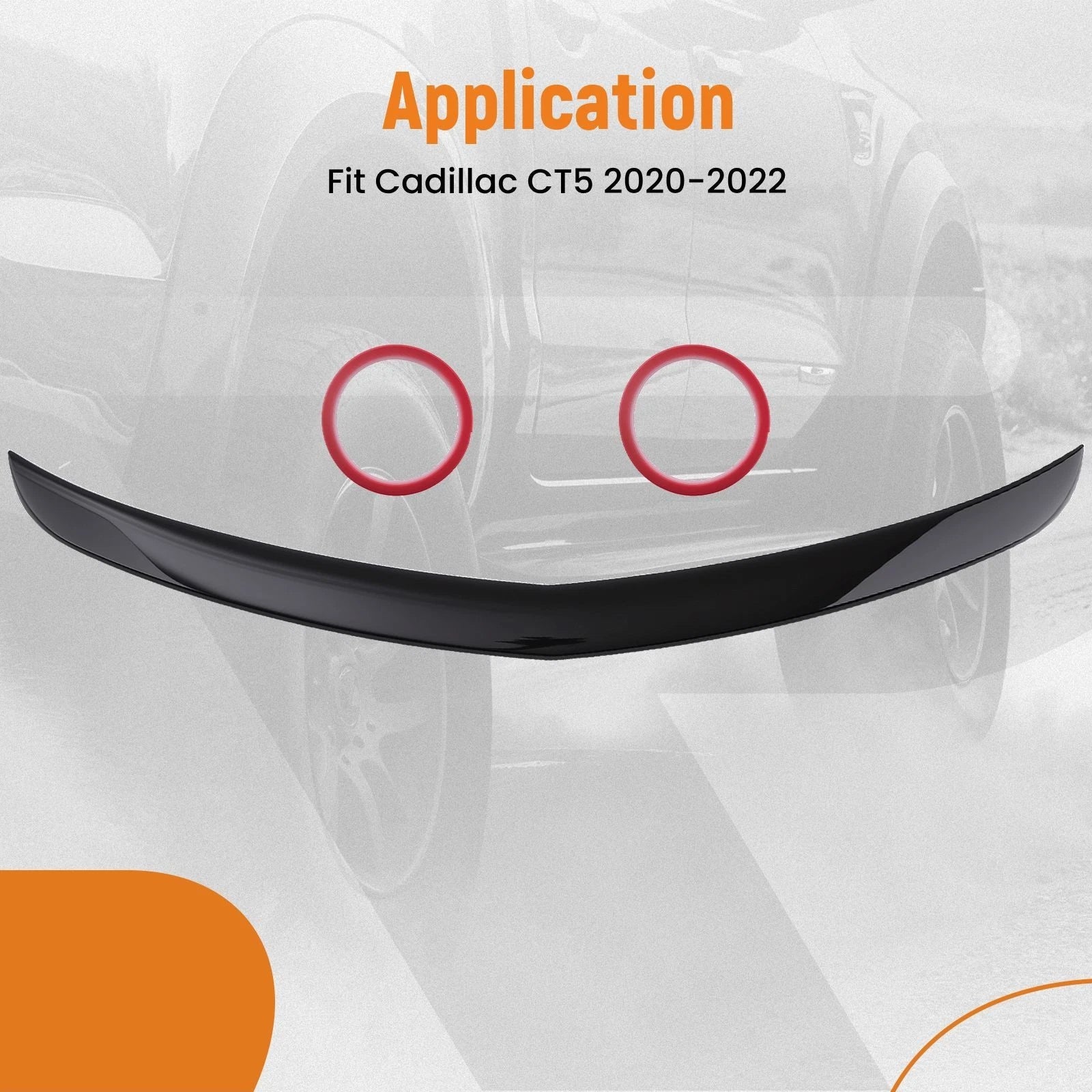 ABS V Style Rear Wing for Cadillac CT5 (2020–2022) Gloss Black Spoiler