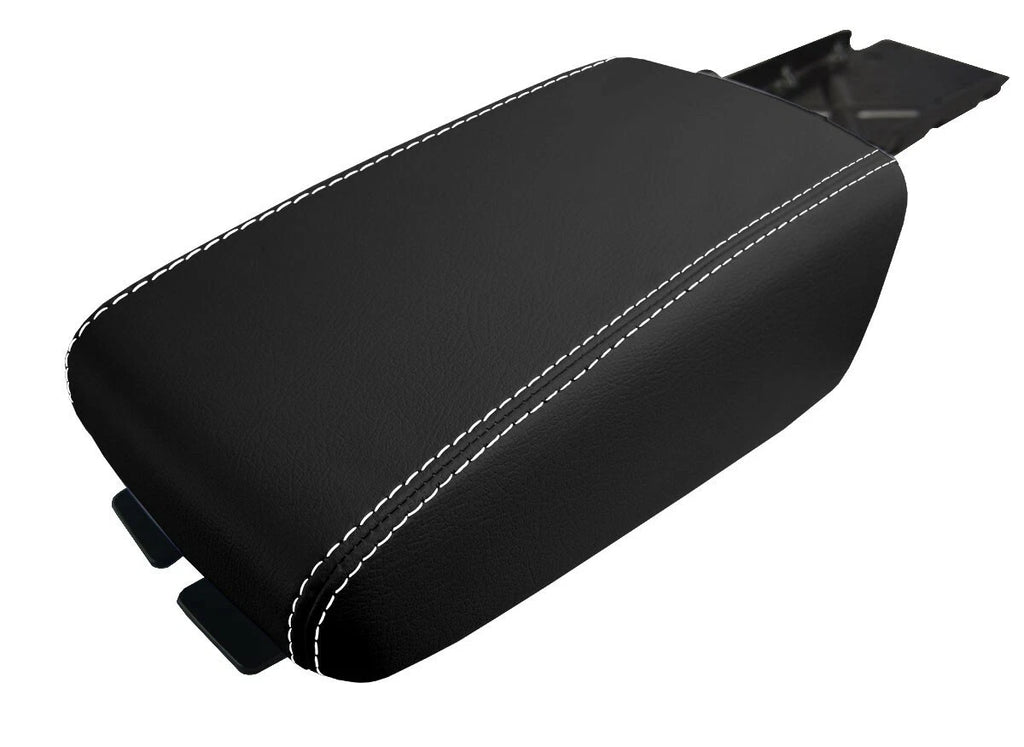Leather Console Lid Armrest Cover for Nissan Altima (2005–2006) White Stitch