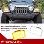 Clear Switchback LED Front Bumper DRL Signal Lights for Jeep Wrangler TJ (1997–2006)