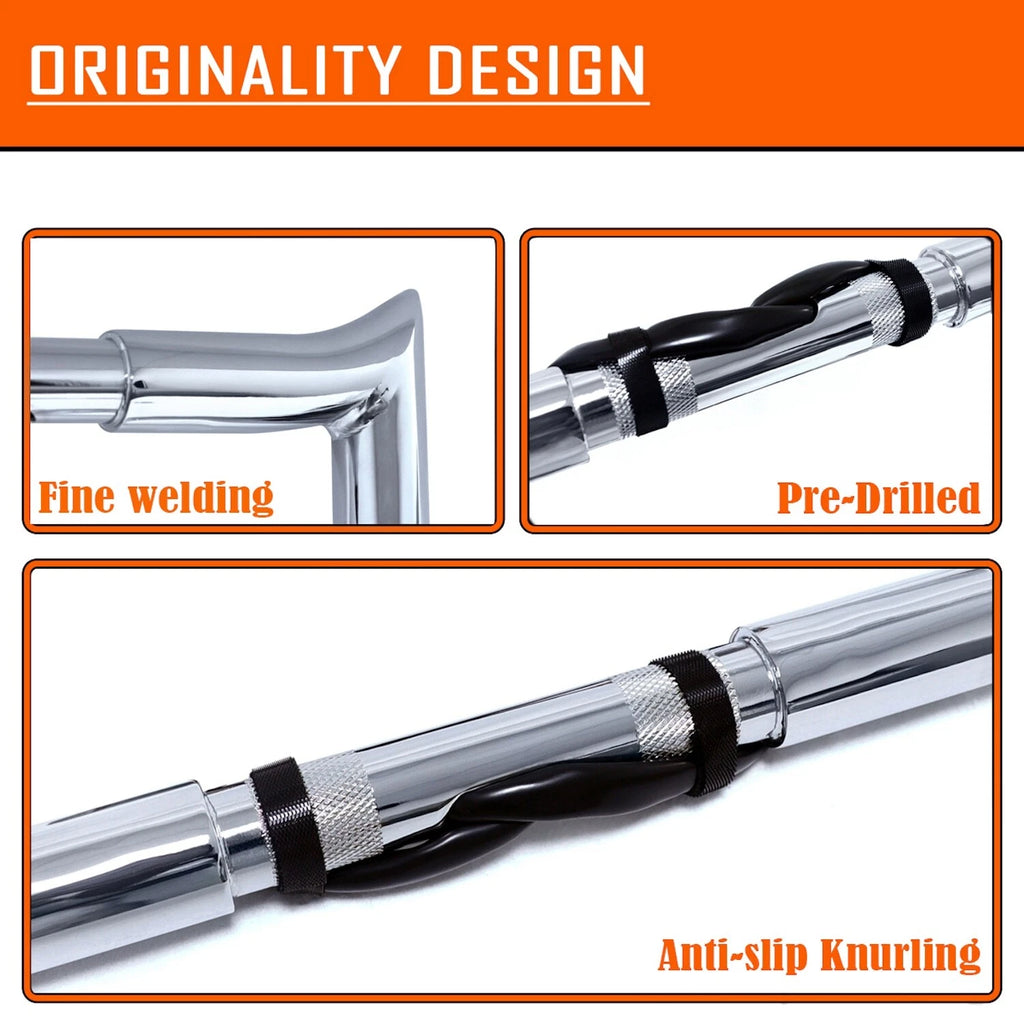 Chrome 14" Rise Prewired 1.25" Hanger Handlebar for Harley Road King (2014–2015)