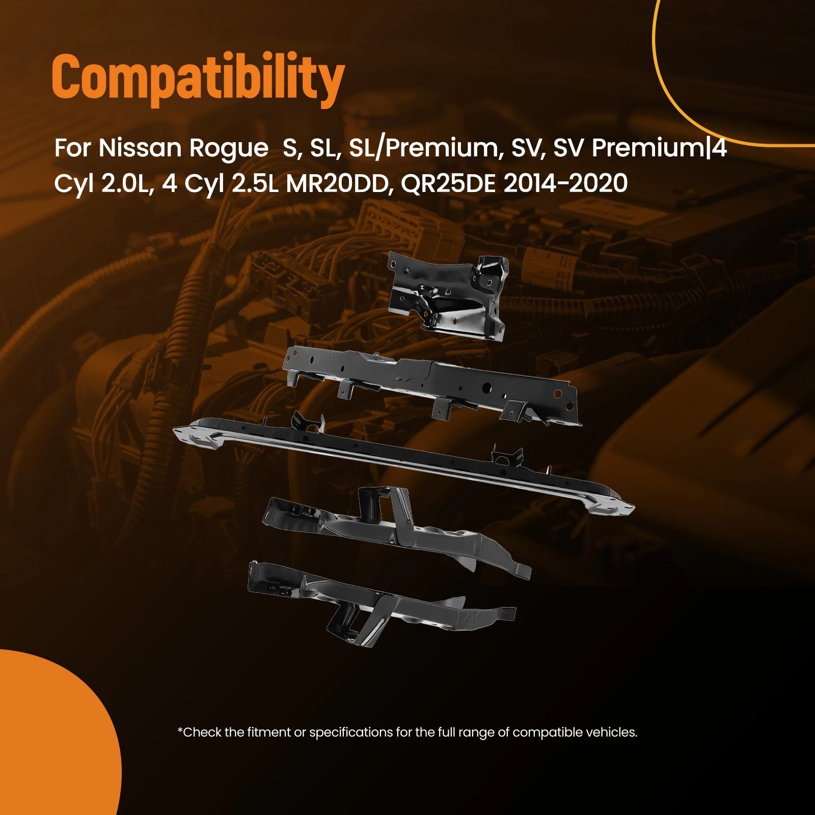 5PCS Support Bracket for Nissan Rogue 2.0L 2.5L (2014–2019) Left Right Upper Lower