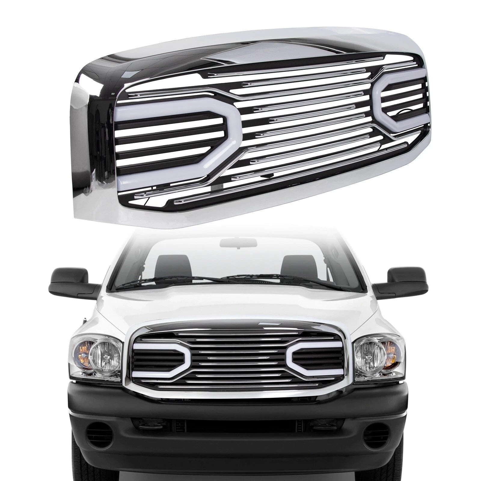 Chrome Grille Shell Light for Dodge RAM 1500 2500 3500 (2006–2009)