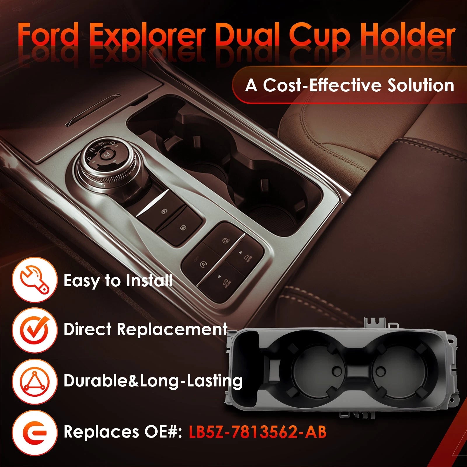 Center Dual Cup Holder for Ford Explorer (2020-2025)