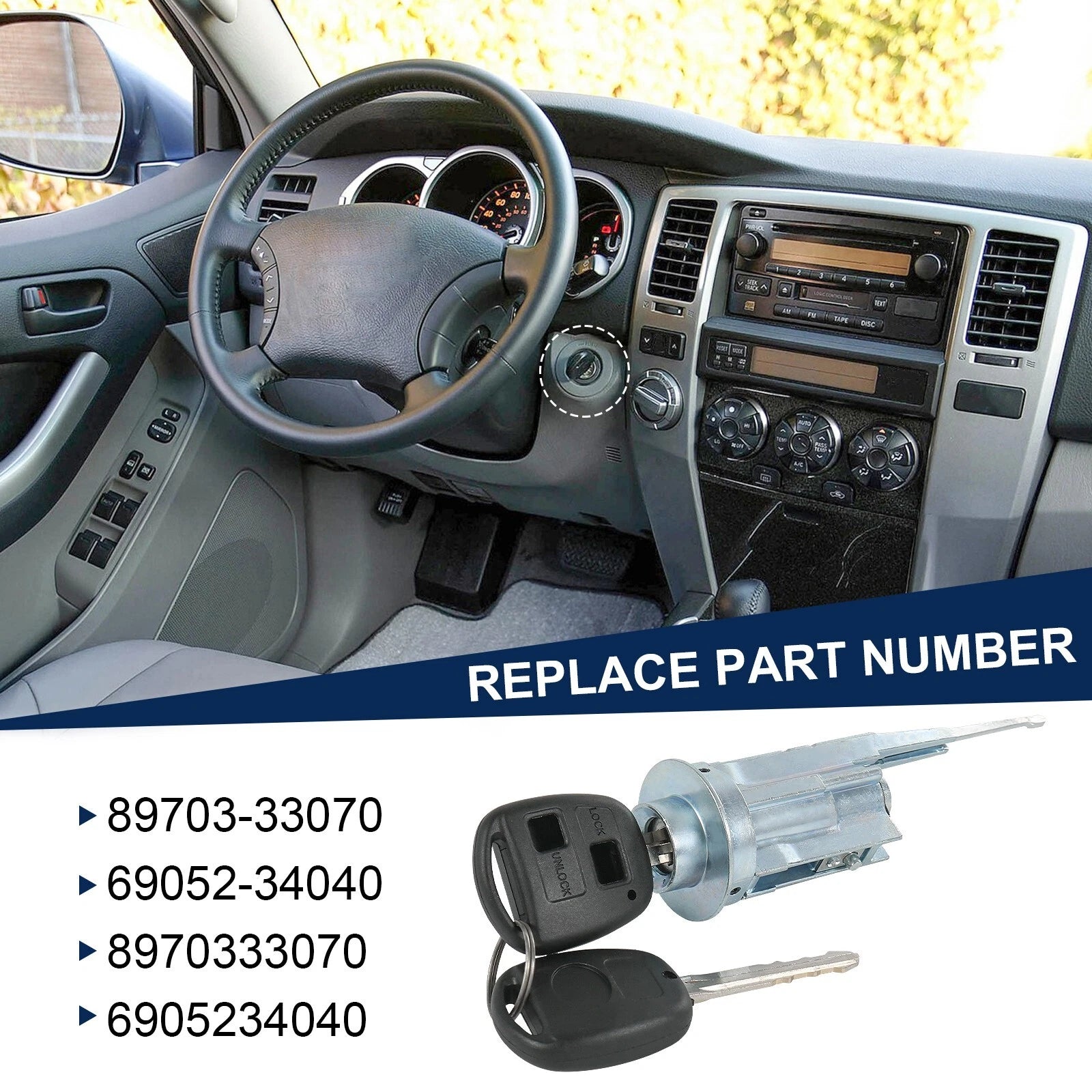 Ignition Lock Cylinder Switch with 2 Keys for Sequoia Tundra (2001-2007)