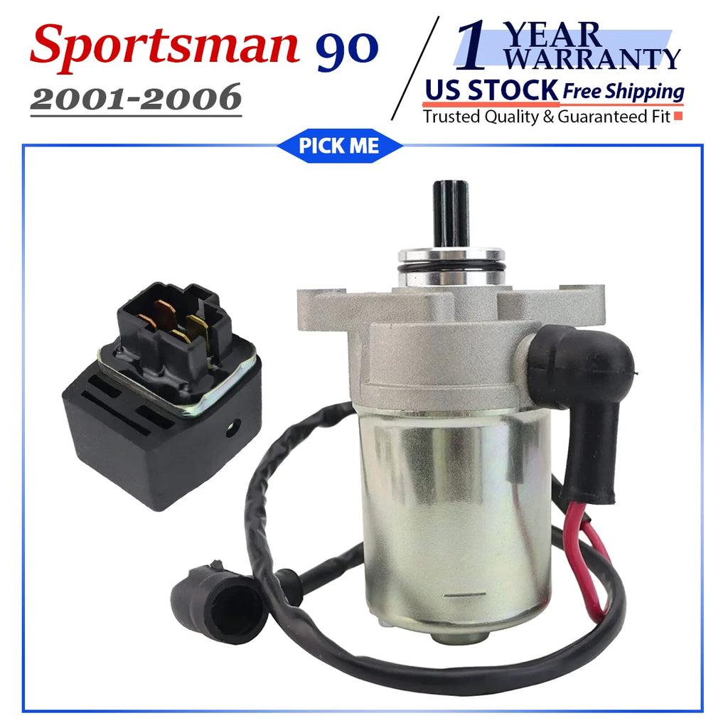Starter Motor for Polaris Sportsman 90 (2001–2006) with Relay