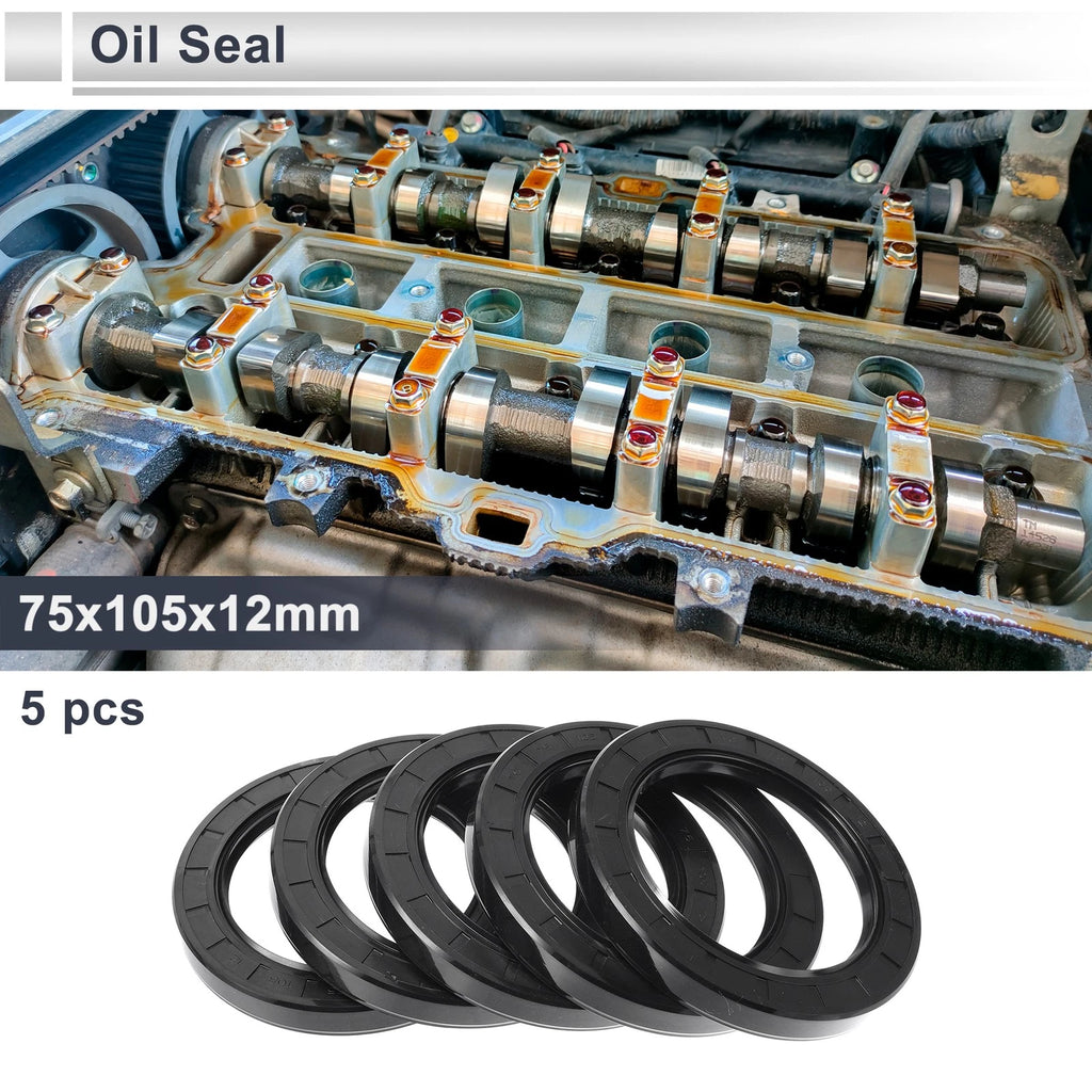 Set of 5 Oil Seal Rotary Shaft Seals for Various Models (75x105x12mm)