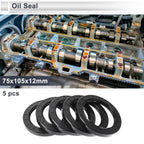Set of 5 Oil Seal Rotary Shaft Seals for Various Models (75x105x12mm)