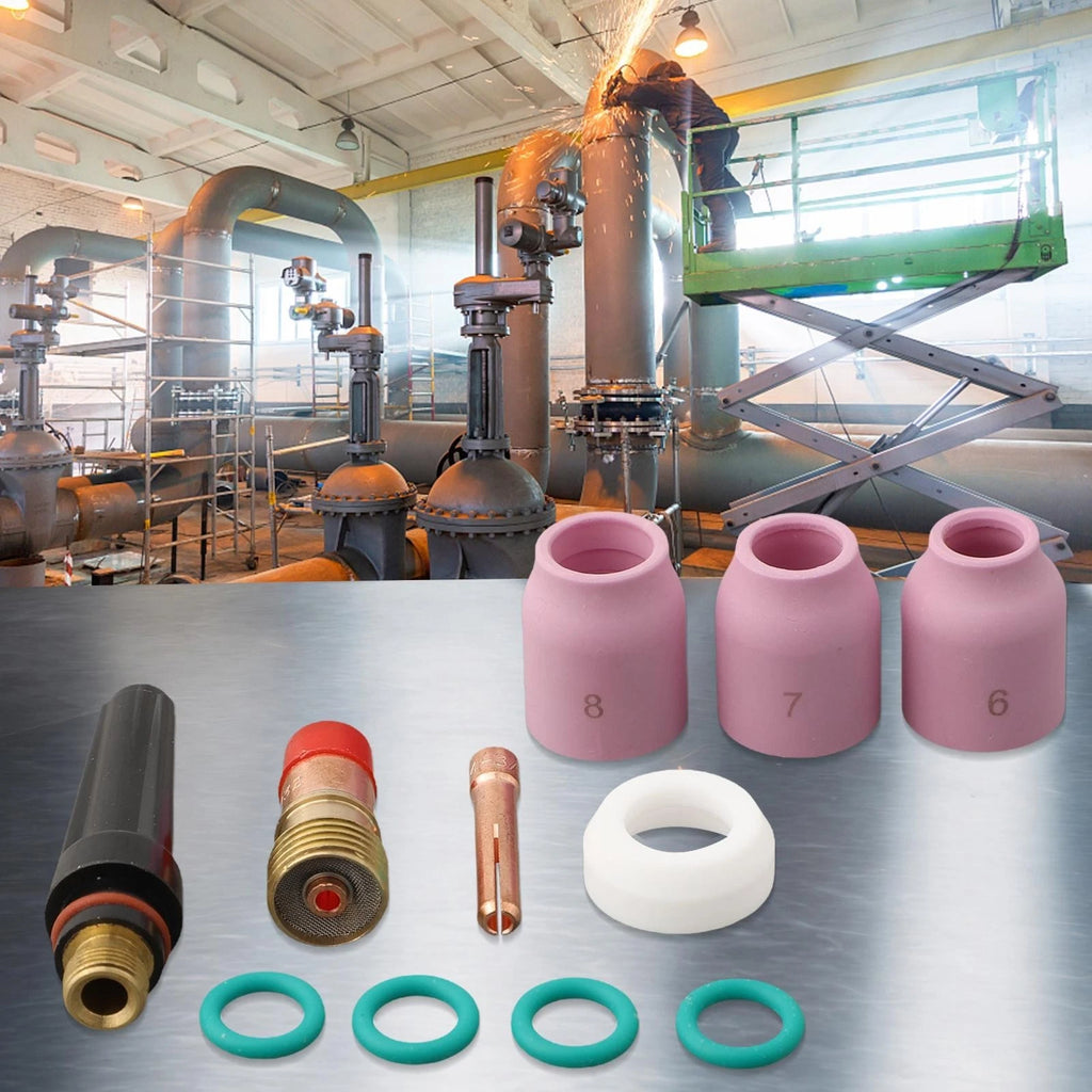 12pcs Gas Lens Welding Parts for 17GL332 (3/32" Alumina Nozzle)