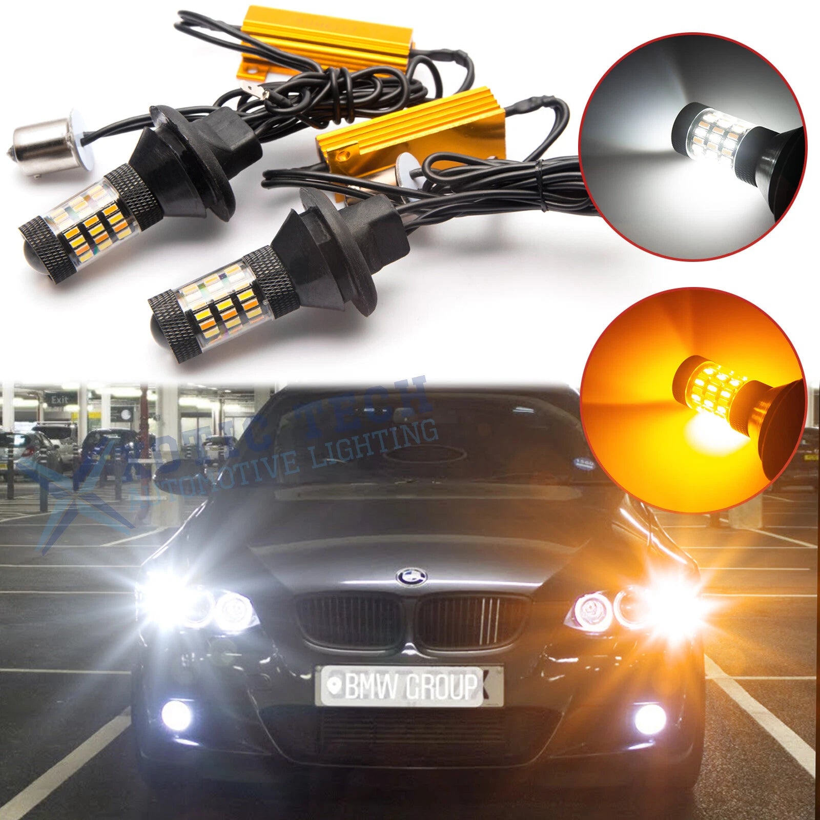 2× No Hyper Flash LED Switchback Kit for DRL Turn Signal Lights (1156/7056)