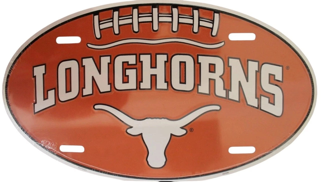 Texas Longhorns Oval License Plate for College Dorm Decor