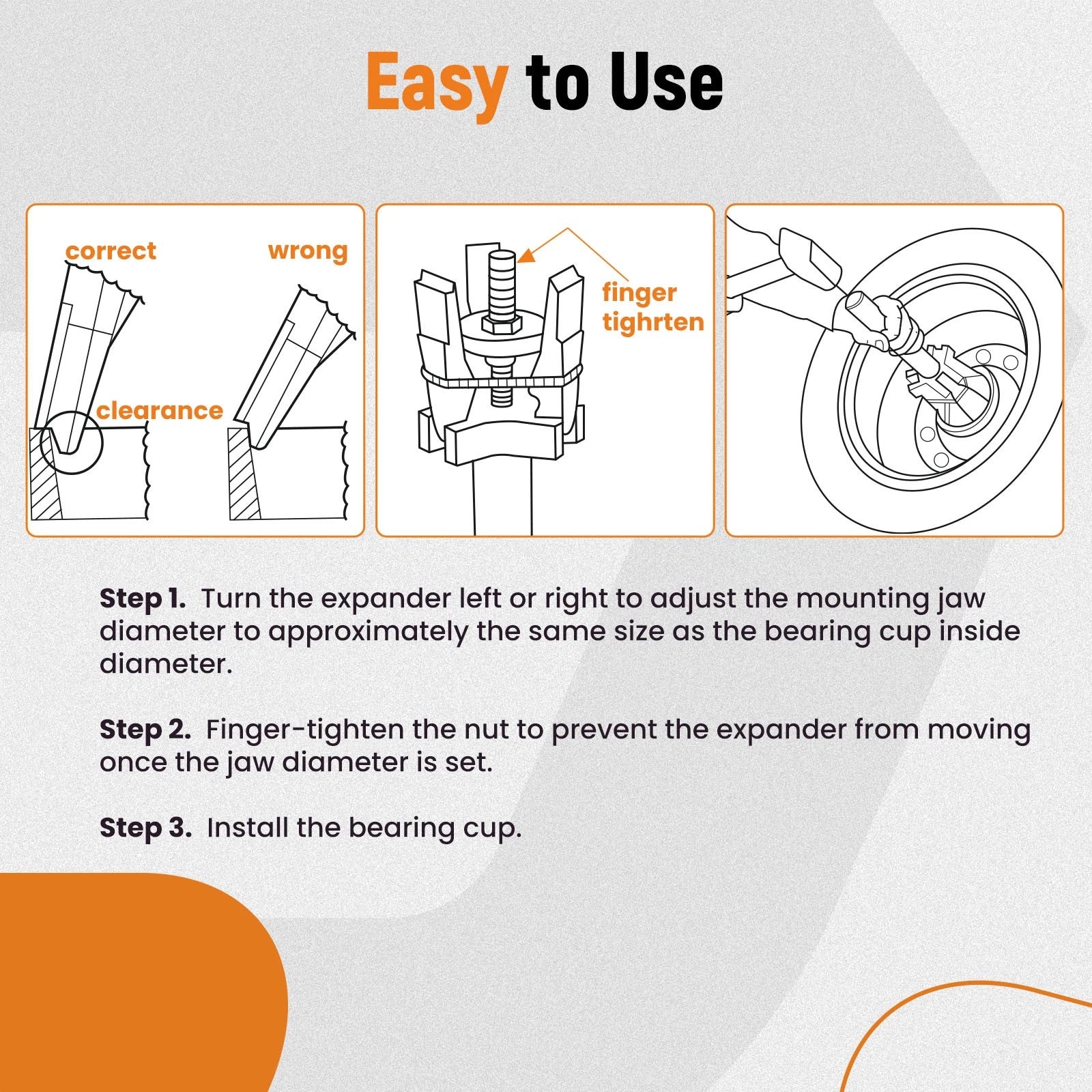 Bearing Cup Installer for 3-5/8" to 6-1/2" OD (5-25 Tons)