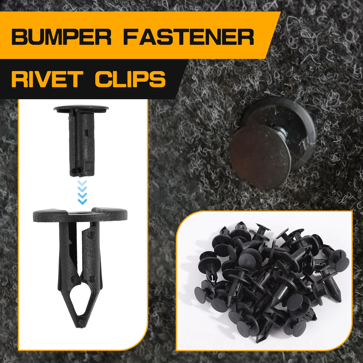 Set of 1500 Bumper Clips for Auto Car Plastic Rivets
