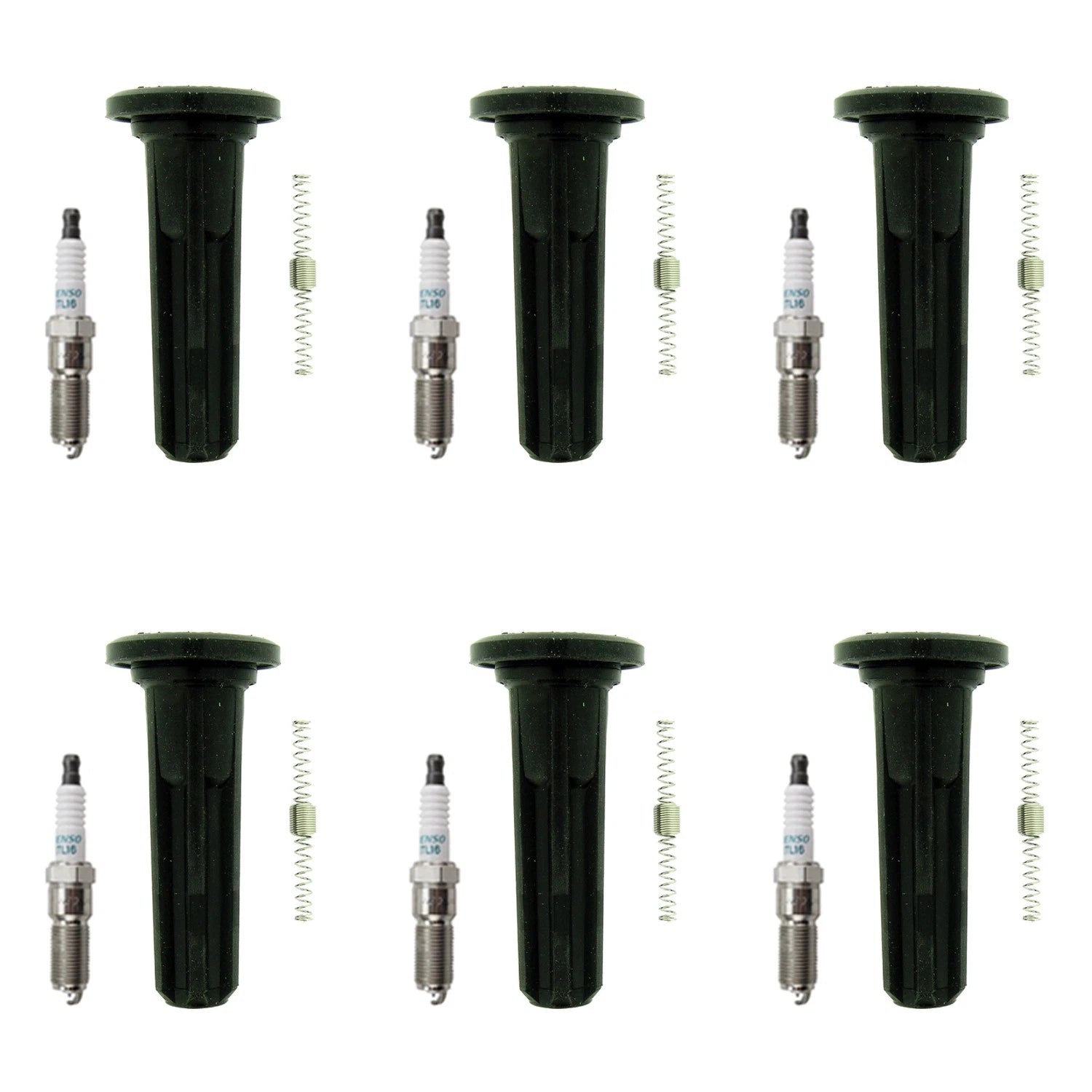 Set of 6 Denso Iridium Power Plugs & NGK Ignition Coil Boots for Envoy (2002–2009)