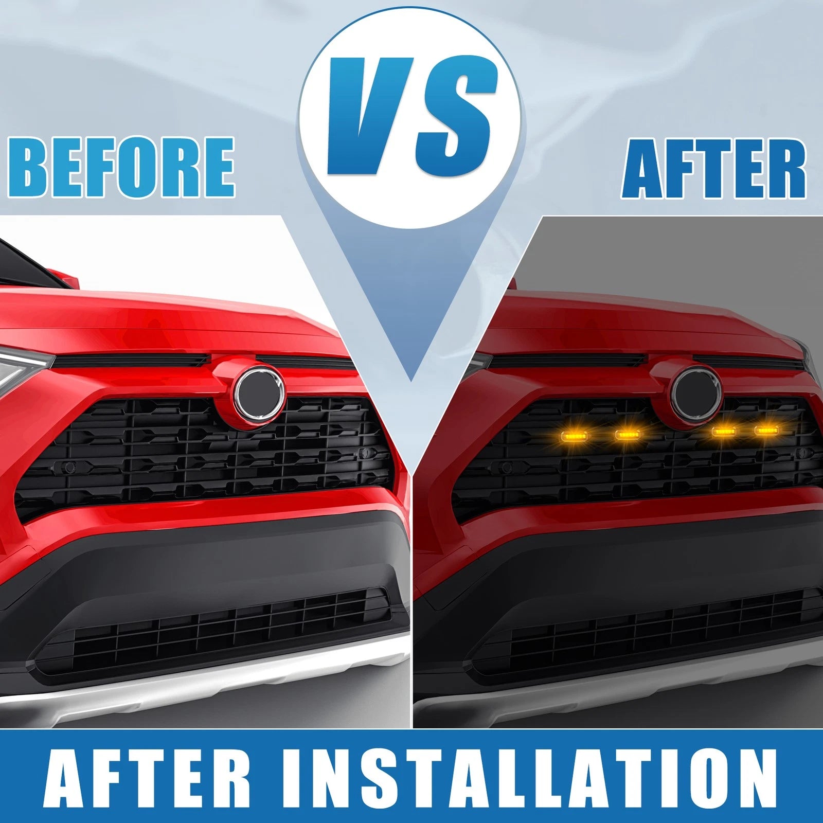 Front Grille LED Lights Set for Toyota RAV4 (2019–2022) Amber Black