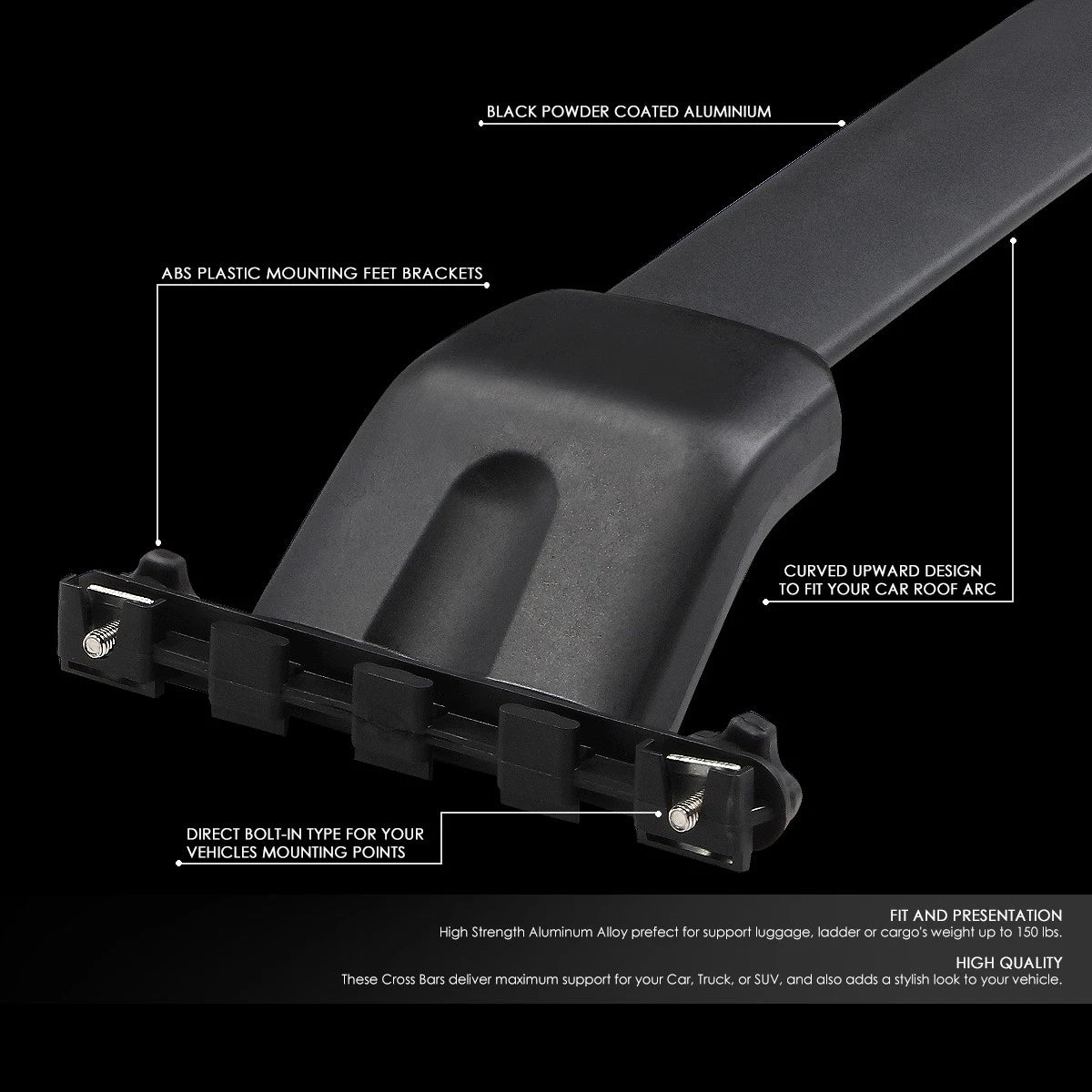Roof Rack Cross Bar for Honda Pilot (2009–2015) - Black Aluminum OE Style
