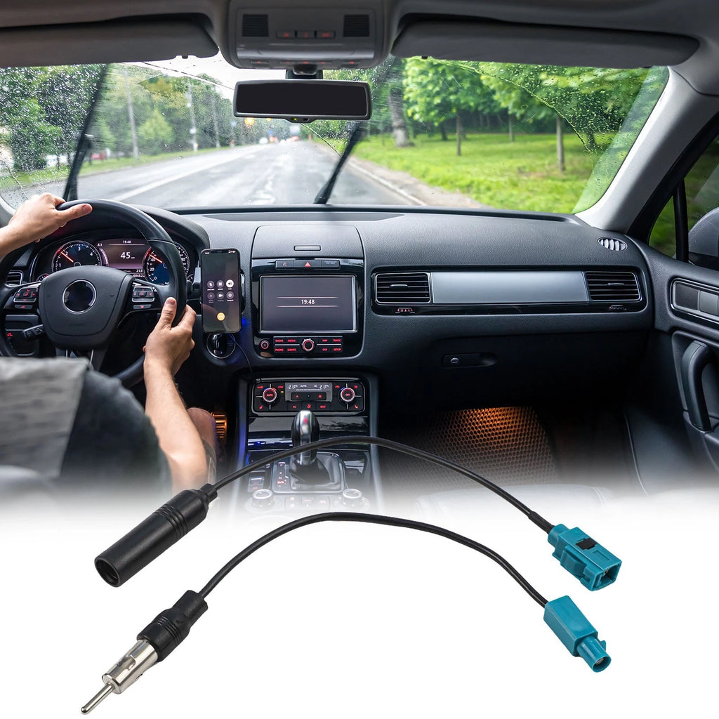 2X FM AM Radio Adapter Cable - Fakra Z to DIN for (15cm)